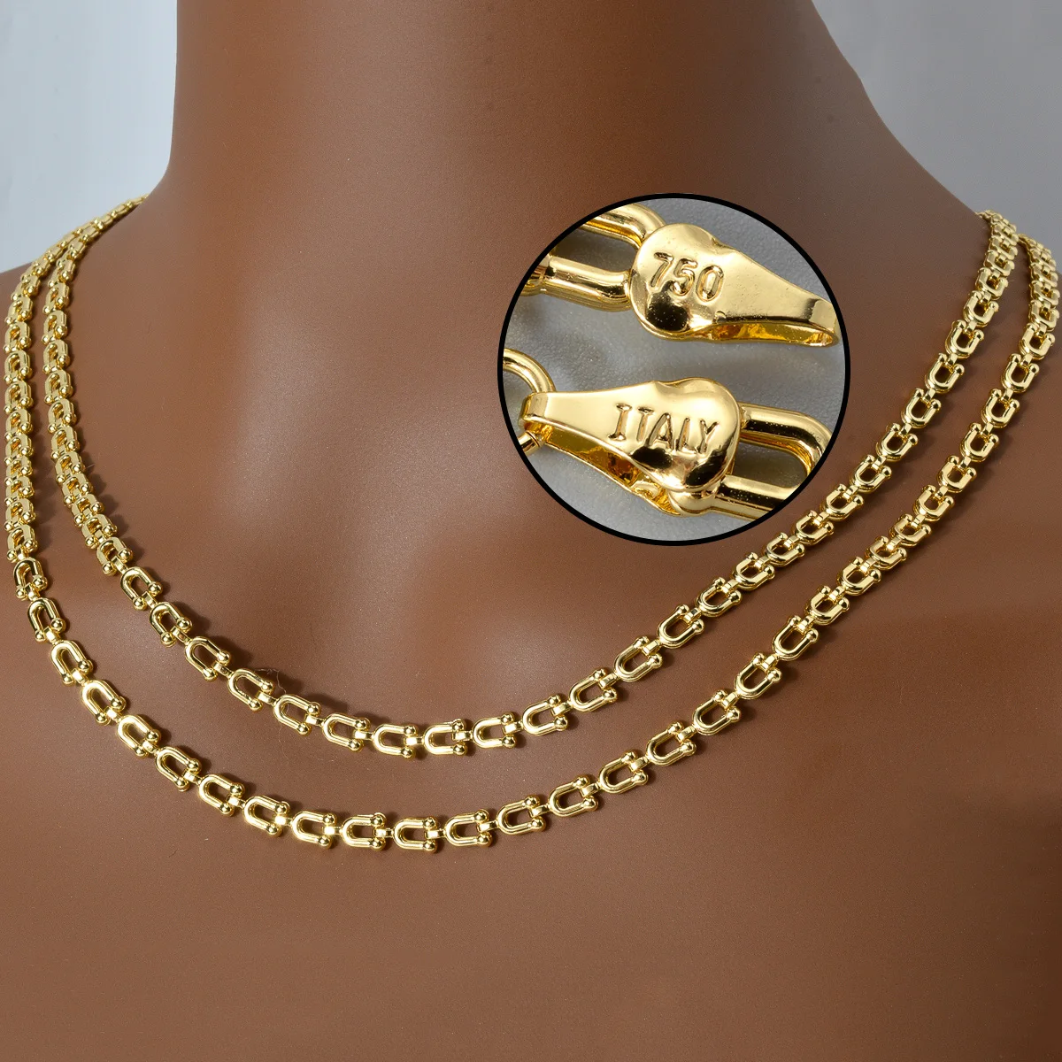 

New Dubai 18k Gold Plated Men's and Women's Necklace Irregular U-shaped Rock Hip Hop Party Jewelry Gifts