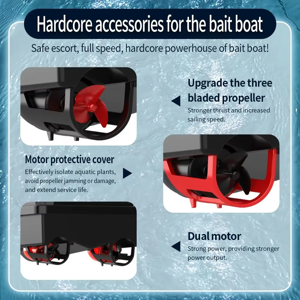 NEW High Speed RC Bait Boat 500M Long Range Remote Control Automatic Fishing Boat 1.5kG Load Capacity Automatic Yaw Correction