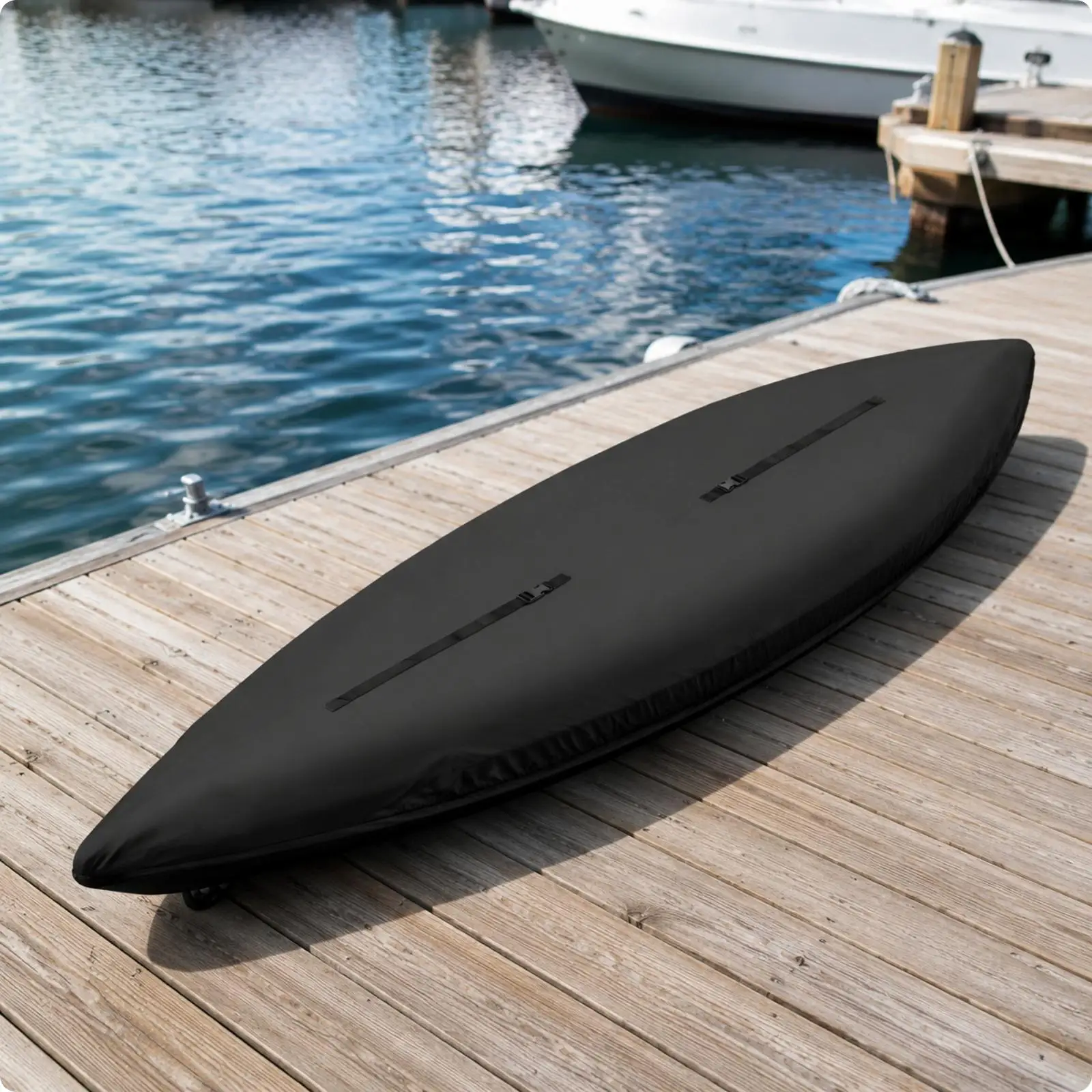 Kayak Cover with Buckle Straps and Drawstring for Boat Protection Outdoor Waterproof Insulating Shield for Transit