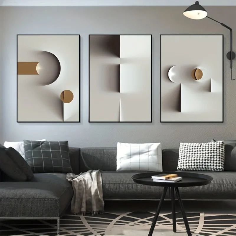 

3pcs Modern Nordic Geometric Canvas Wall Art Poster - Abstract Painting for Living Room Decor - Frameless Poster Print