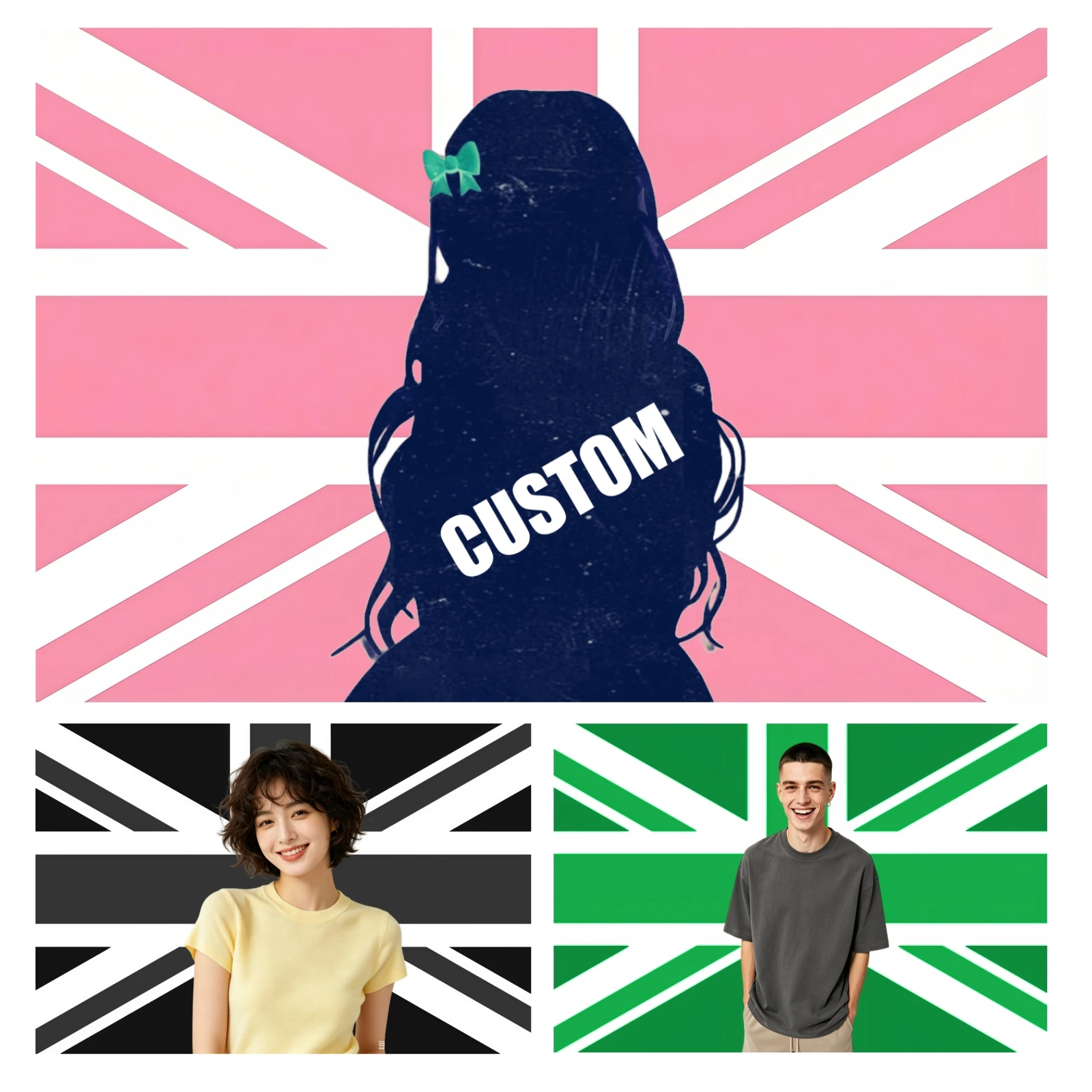 Custom Multicolor UK Flag Banner British Tapestry Wall Hanging Room Decor