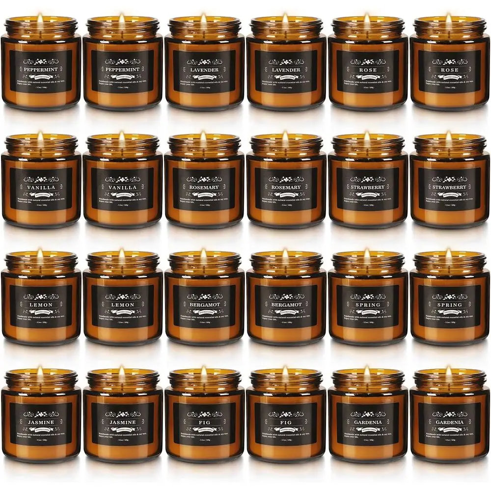 

24 Pcs Scented Candles with Added Natural ential Oils, 3.05oz, Suitable or Various estivals, Parties, Yoga, and Home Scene