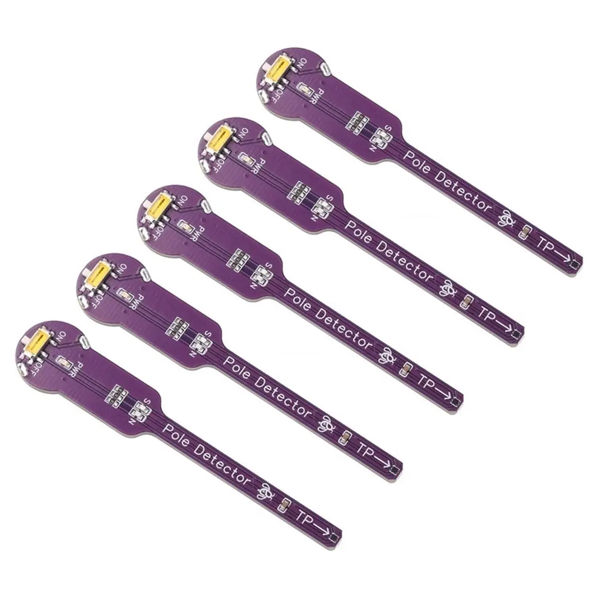 5Pcs Handheld Magnetic Pole Detector with Dual Color LED for N S Polarity Identification Compact Magnet Field Tester