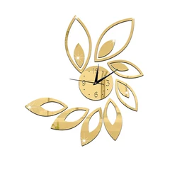 New Clock on Wall Home Decor Multicolor LeaveAcrylic Hot Sale S Mirrored Design 3D Watch Living Room Unique Gifts