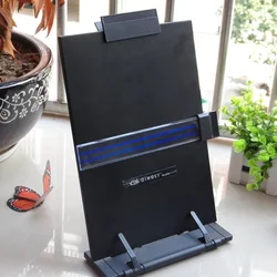 A4 Desktop Document Book Holder with 7 Adjustable Positions, Metal Reading Stand, for Typing Cooking Reading, Black