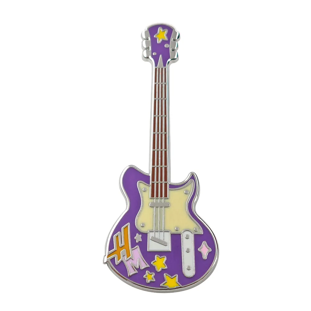 HM Lila E-Gitarren-Emaille-Anstecknadel mit Stern, Rock-Musikinstrument, Metall-Brosche, Reversnadel, Geschenk für Musikfans, Sammlerstück – Detail 5