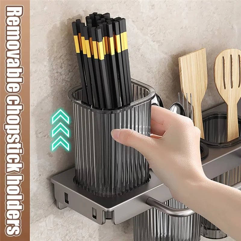 ABRB-ที่ใส่มีดอเนกประสงค์ติดผนัง-ชั้นวางพับได้สําหรับห้องครัว รวมถึงท่อตะเกียบและที่เก็บเครื่องตัด