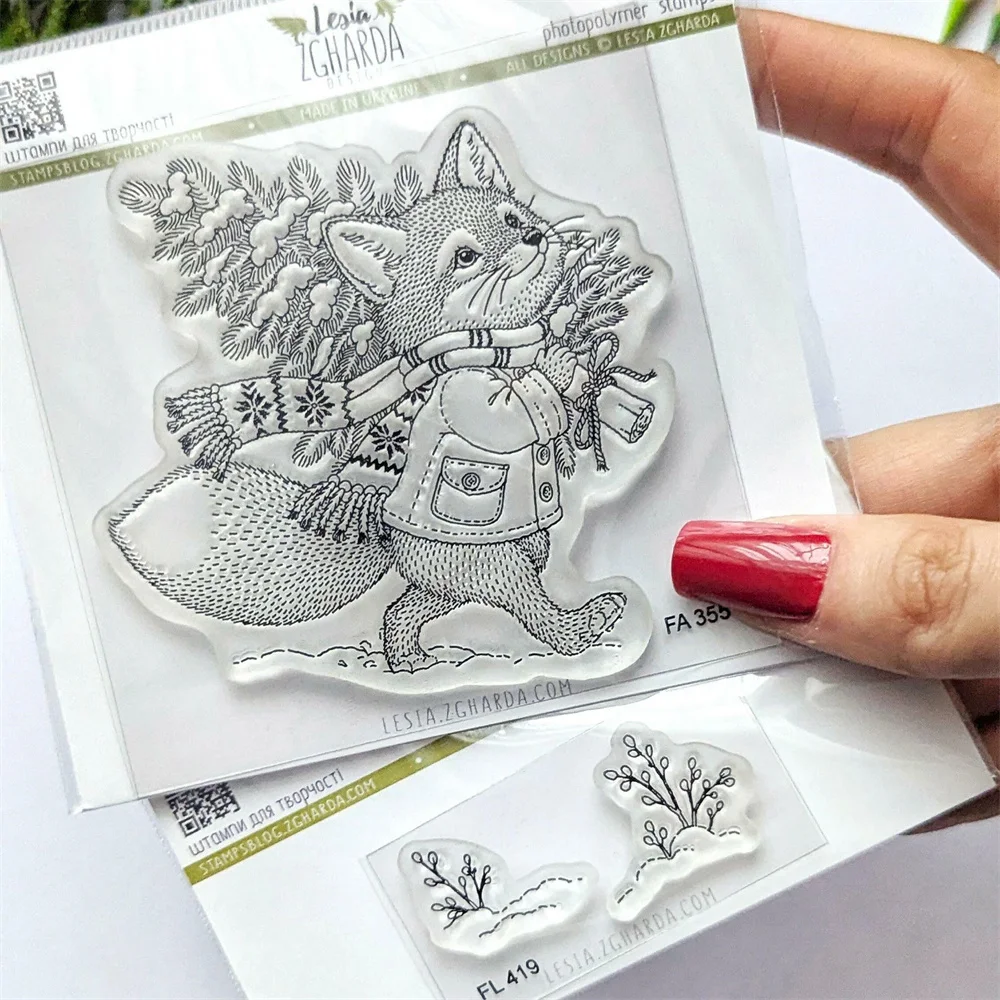 Christmas Tree Collection Stamp Set Scrapbooking Winter Mailbox Postal Pigeon Clear Stamps Decor Embossing Template DIY Paper