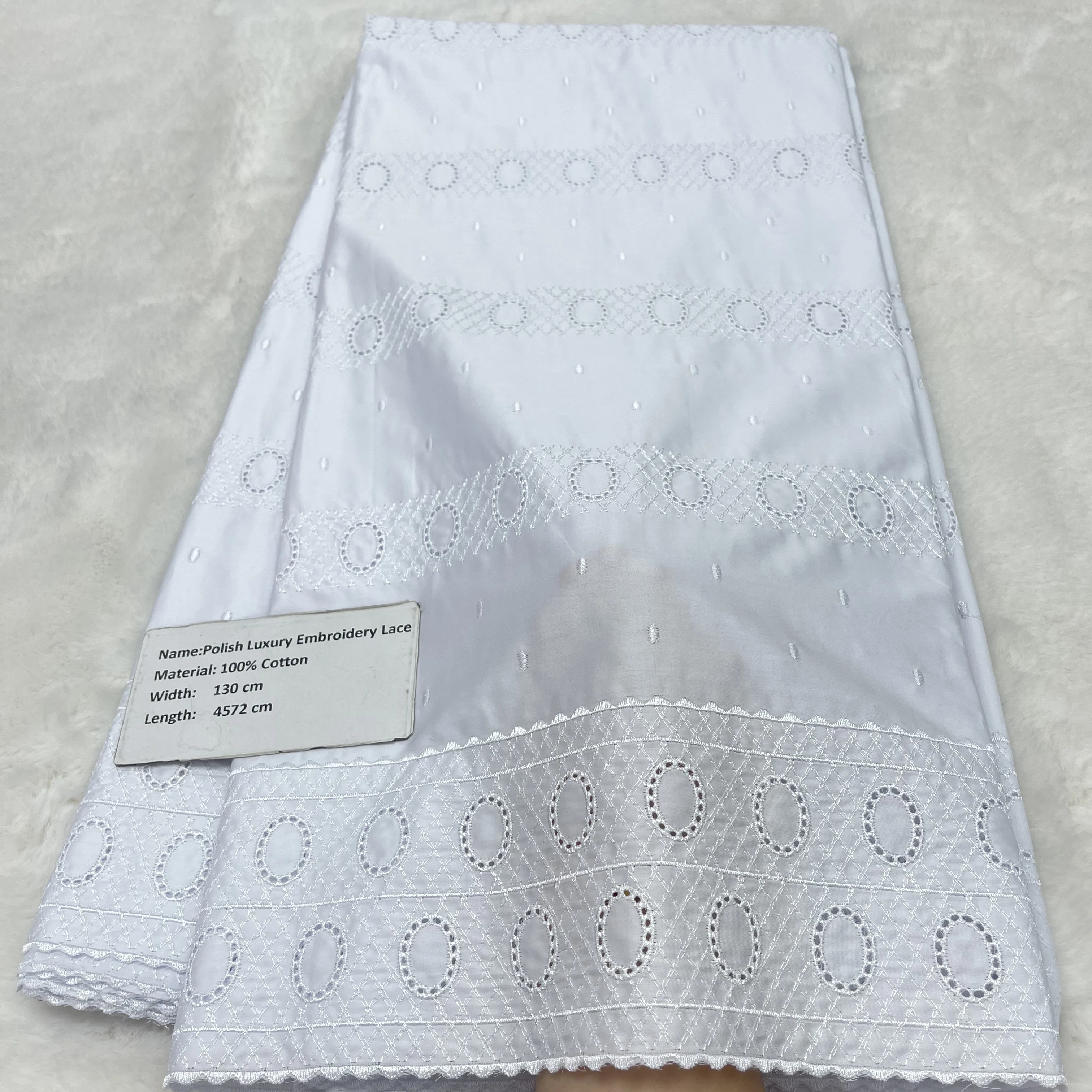 

Luxurious Embroidery Polish Fabric 2026 100% Cotton Swiss Voile Lace Polish Lace Fabric High Quality 5 Yards Materials for Men