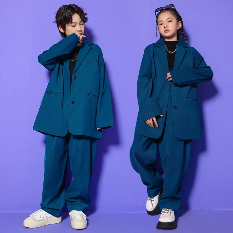 

Boy Jazz Dance Suit Hip Hop Girl Clothing Kpop Streetwear Fashion Show Stage Costume Children Casual Suit Set Shuffle Pants 2492