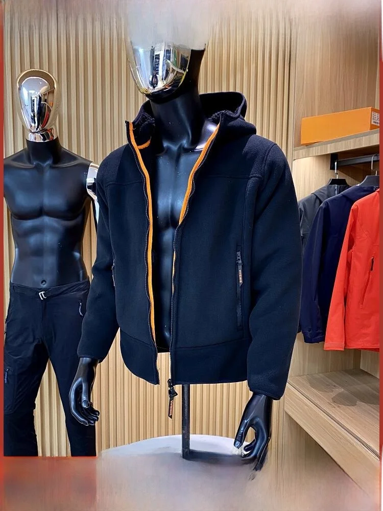 

Мужская бархатная куртка с капюшоном Thiened Lamb, новая зимняя верхняя одежда, молодежная модная подставка, длинная застежка-молния, цвет