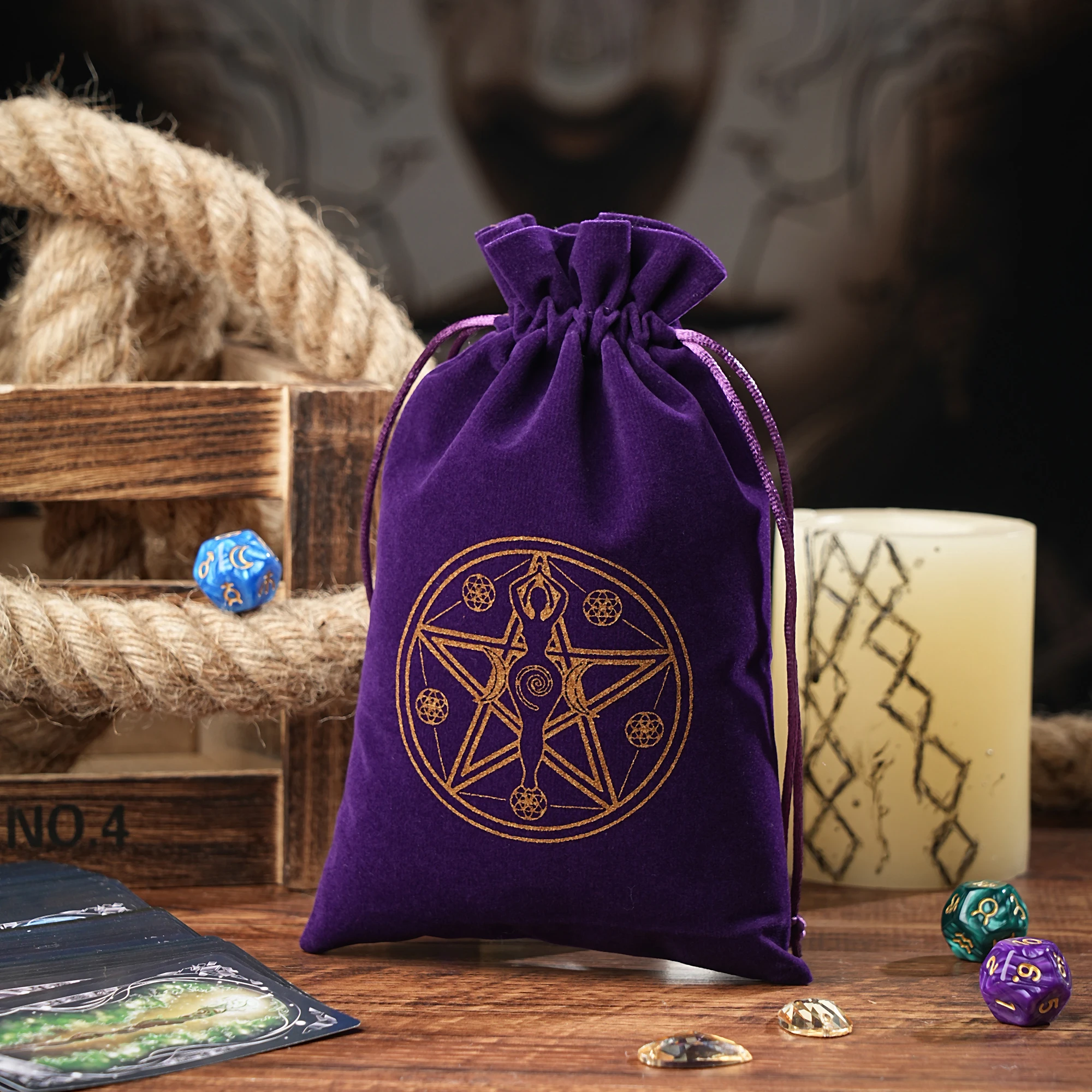 Wholesale 1pc 14x22cm Large Size Velvet  Tarots Cards Storage Bag Jewelry Pouch Travel Cosmetic Gift Bag Hand bag Coin Dice bag