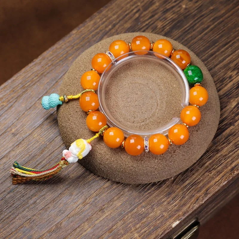 Natural wild mountain , golden , full-health turtle shell bracelet, DIY Buddhist bead