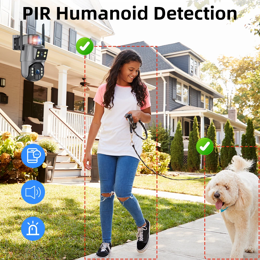 8MP Solar Camera 4G SIM Outdoor 4K Dual Lens PIR Human Detection Night Vision Waterproof Security Solar Battery CCTV Monitor