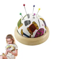 Embroidery Pin Cushion Japanese Style Wooden Base Round Pin Cushion Sewing Needle Holders DIY Sewing Quilting Accessories