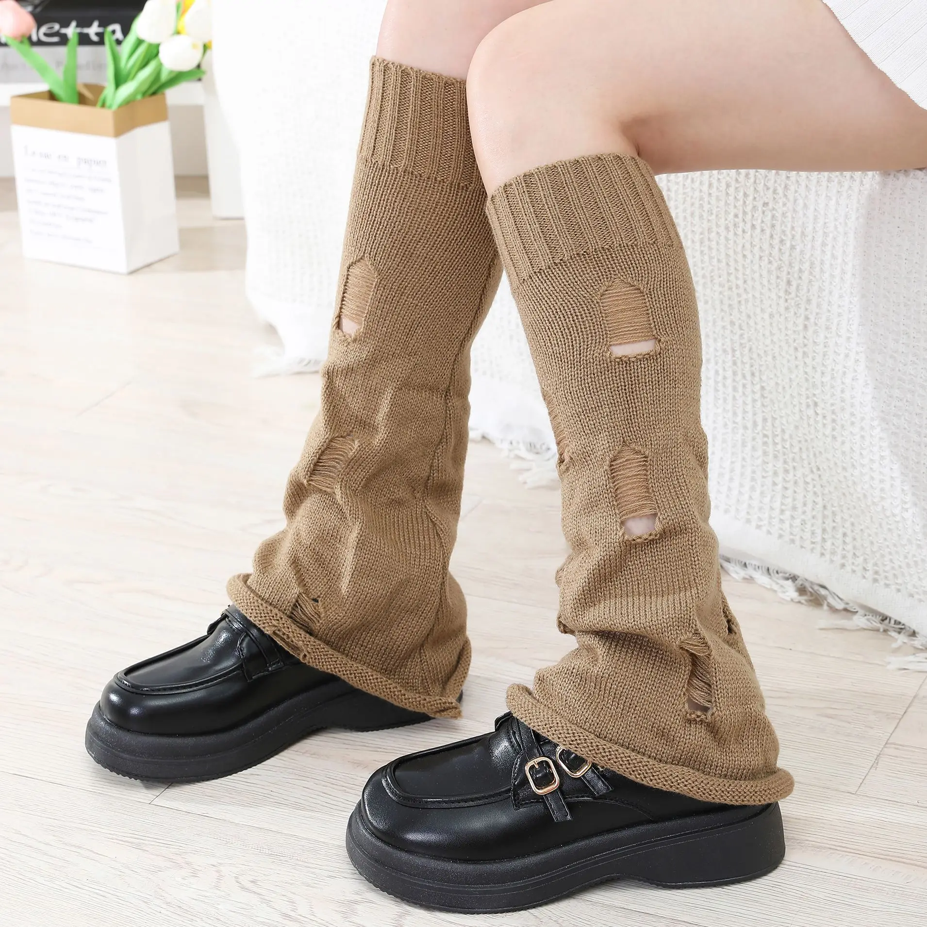 new-hole-beggar-fashiony2k-hot-girl-meias-de-perna-larga-e-evase-femininas-de-outono-e-inverno-meias-de-trico-termicas-com-efeito-de-pelo-polainas