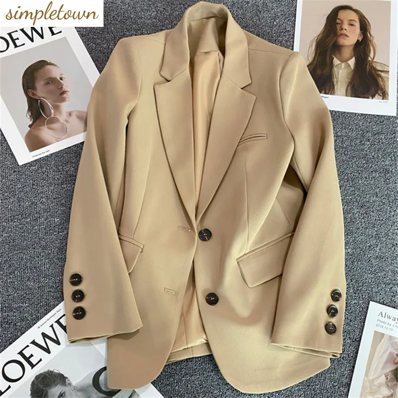 Blazer for Women in Spring and Autumn 2023 New Solid Color High-end Design Casual Loose Suit Top Temperament Trend