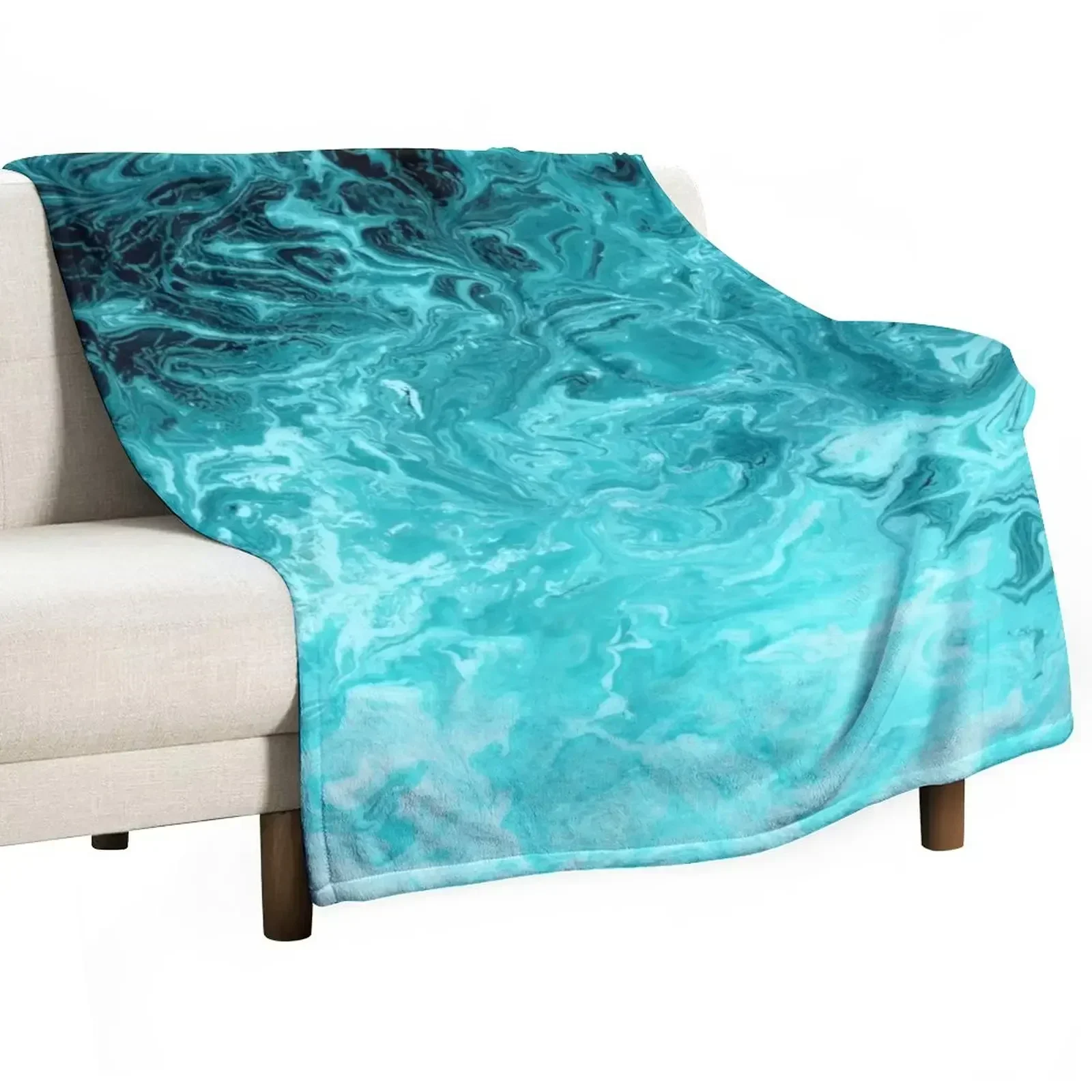 

Wave Turquoise Throw Blanket Luxury Brand For Decorative Sofa Beach Plaid on the sofa Blankets