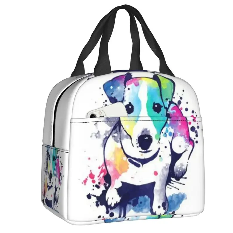 Custom Jack Russell Terrier Dog Art Lunch Bag Men Women Thermal Cooler Insulated Lunch Box for Children School