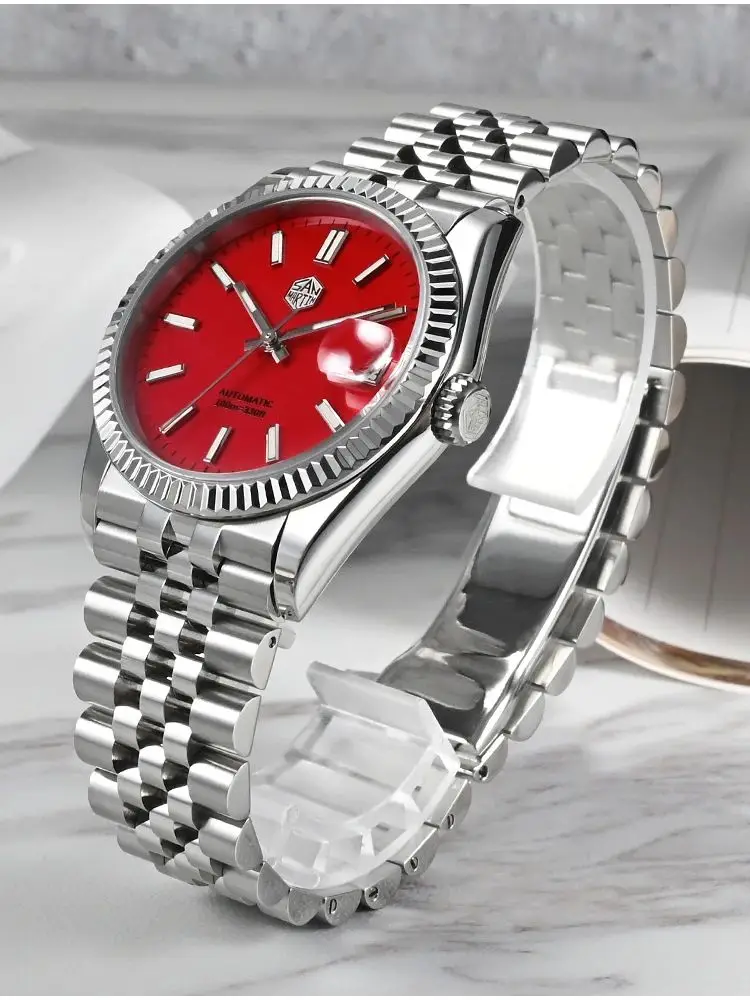 San Martin Watch For Men Mechanical Watches Waterproof 36.5mm Wristwatch Luxury Automatic Date Sapphire Glass Lume 10Bar SN0058x