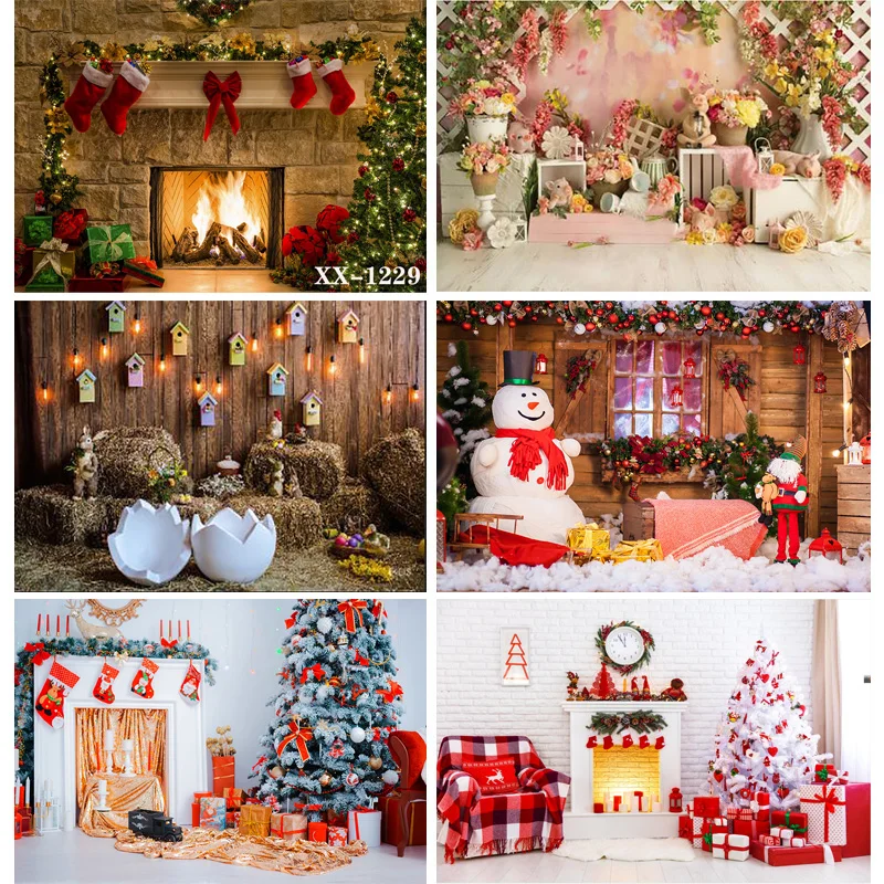 Nitree Christmas Photography Background Snowman Christmas tree Portrait Backdrops For Photo Studio Props YXX-95
