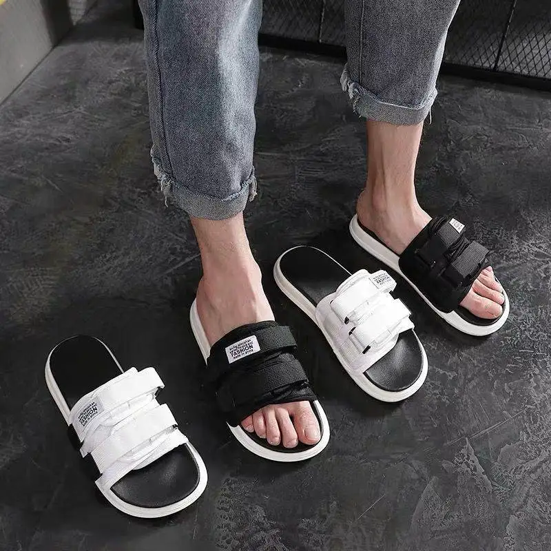 شباشب رجالية جديدة لعام 209، أحذية خارجية عصرية بنعل ناعم على الطراز الكوري، مضادة للانزلاق للشاطئ في الصيف، بحزام واحد وتصم...