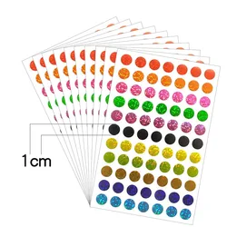 10 Sheets Circle Dot Stickers Shiny Glitter Removable Labels Sticker Laser Labels Craft Decoration Stationary