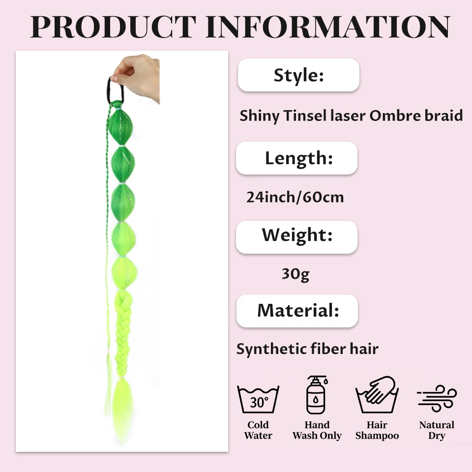 Synthetic Rubber Band Silver Wire Bubble Braided Wig is Suitable for Women's Daily Wear Holiday Activities and Styling Decoratio
