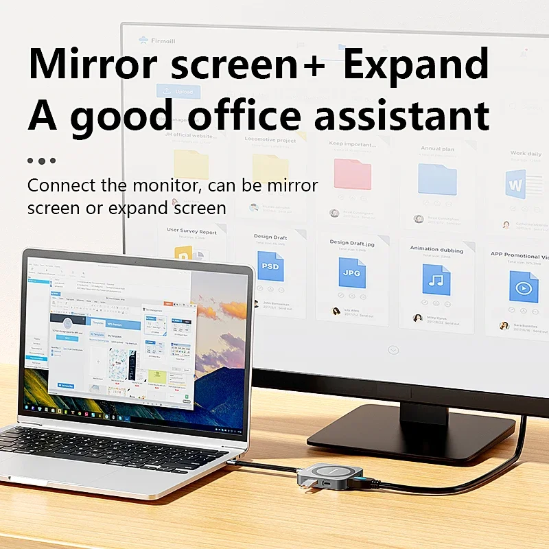Multifunctional 8 in 1 M.2 NVME SSD Docking Station USB3.1 10Gbps 100W PD 4K60HZ HDTV Magnetic M.2 SSD Enclosure