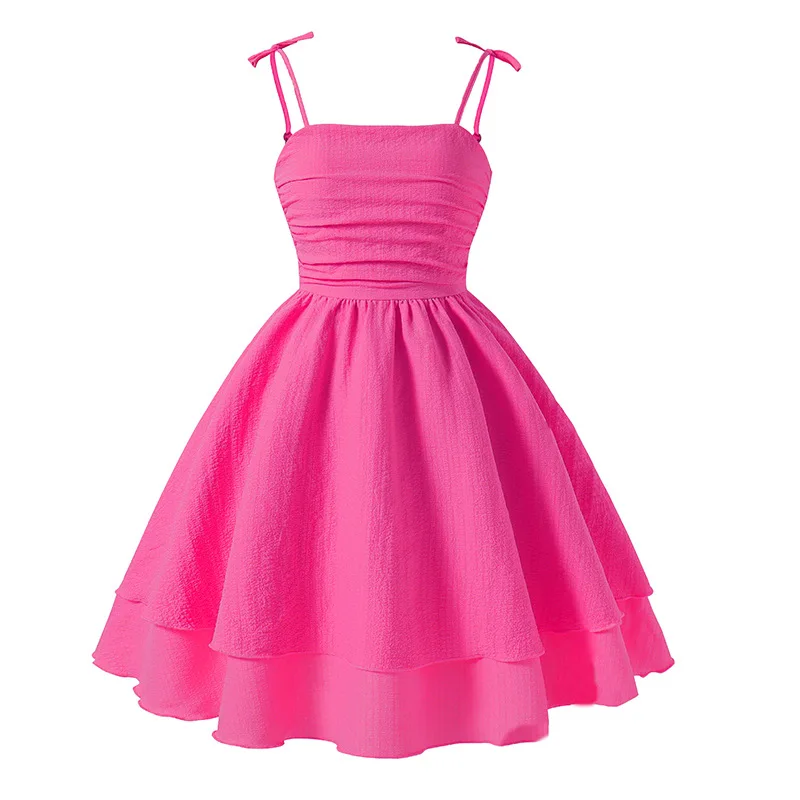 2025 Summer New Girls Dress Solid Color Sling Tiered Sleeveless Princess Dress For 8 To 12 Years Teen Girls Party Dress Costume