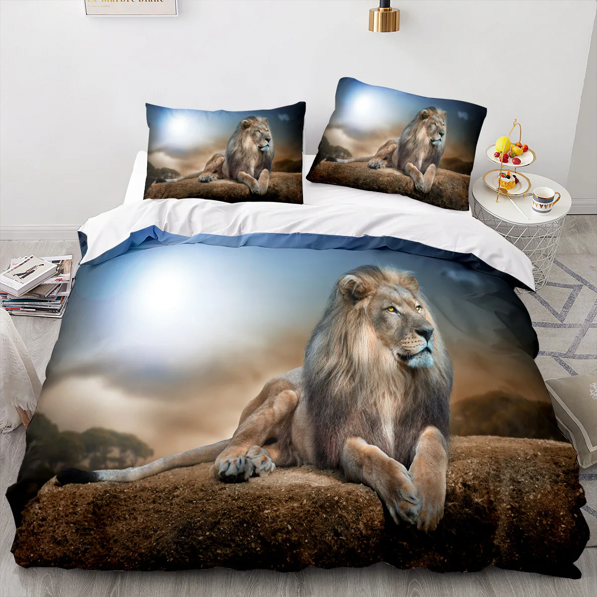 Tier Löwe Bettwäsche Set coole Tier Bettwäsche Wohnkultur Single Double Twin Size für Jungen Mädchen Kinder Erwachsene Löwe Bett bezug Set – Detail 15