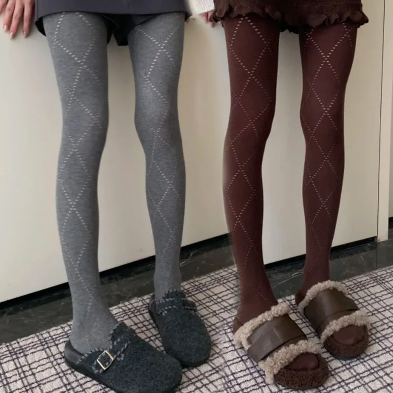 

Осень-зима, базовые колготки в стиле ретро в ромбическом стиле, жаккардовые вязаные колготки, высокоэластичные тонкие чулки, теплые женские термолеггинсы