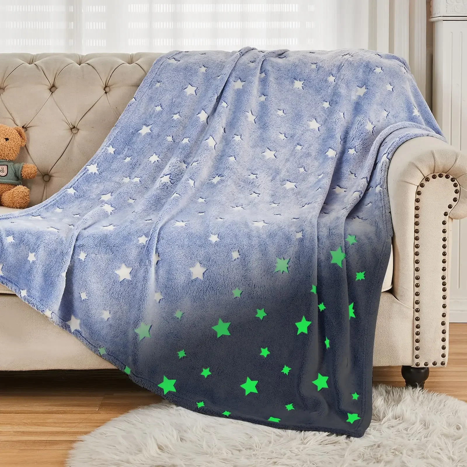 Glow in The Dark Blanket Gifts for Girls Toys for 1-10 Year Old Girls Birthday Gifts Soft Cozy Flannel Throw Blanket for Kids