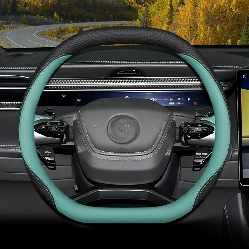 For Lotus EMEYA ELETRE FORME Steering Wheel Cover Leather  Wrap Grip | Anti-Slip Car Handle Protector with Racing Style