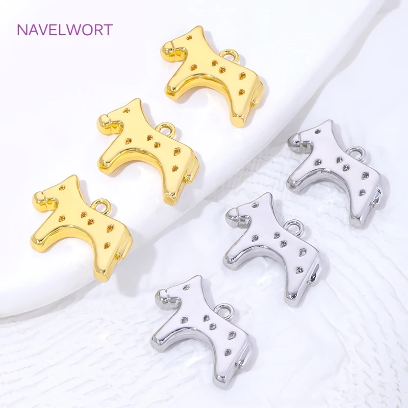 2/4/6Pcs 18K Gold Plated Horse Pendant Charms For Bracelet Making,Brass Decorative Pendants,DIY Necklace Jewelry Accessories view 3
