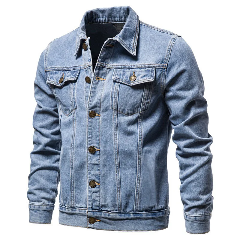 New 2023 Cotton Lapel Denim Jacket Men Casual Solid Color Streetwear High Quality Jeans Jacket Men Autumn Slim Fit Men's Jackets