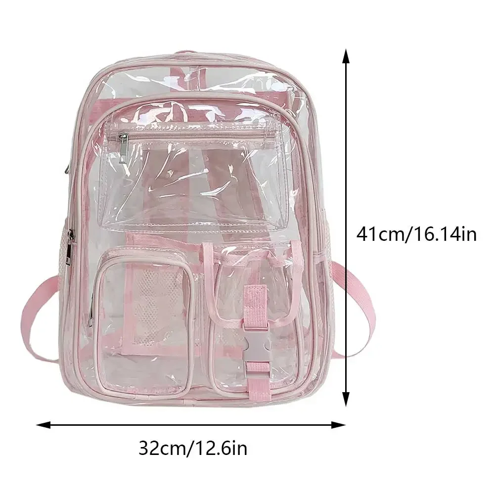 Clear Backpack Transparent School Backpack Heavy Duty Laptop Backpack Large Capacity Travel Daypack Multi-pockets for Students