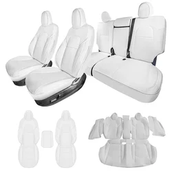 Seat Covers for Tesla Model Y 3 Highland 2017-2024 Nappa PU Leather Full Set Soft Breathable Seat Cushion Protectors Accessories