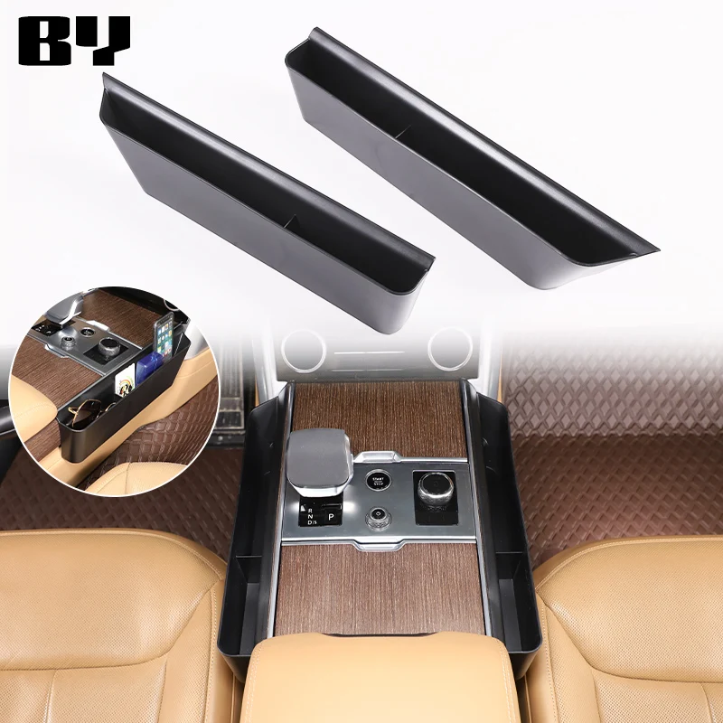 

For Range Rover Vogue 2023 2024 ABS Black Center Console Side Storage Box Multi-Function Mobile Phone Organize Car Accessories