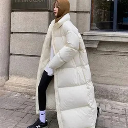 Winter Frauen Lange Parkas Jacken Casual Feste Dicken Mantel Weibliche Winter Lose Outwear Puffer Unten Jacken Gepolsterte Mantel Neue 2025