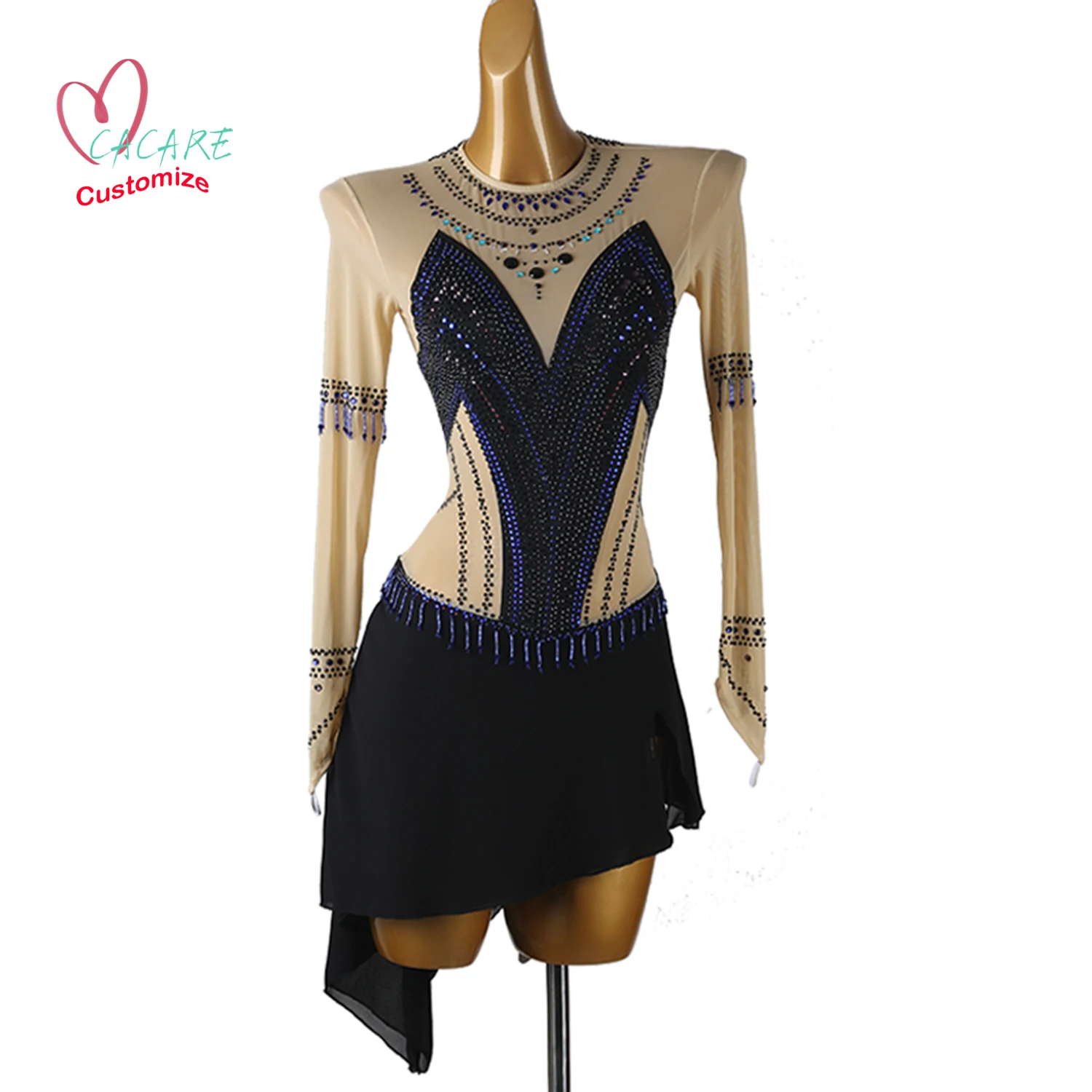 Figure Skating Dress Dance Wear Stage Costume Clothing Girl Children Clothes Artistic Ice Skating Dress Dance Leotard Samba B034