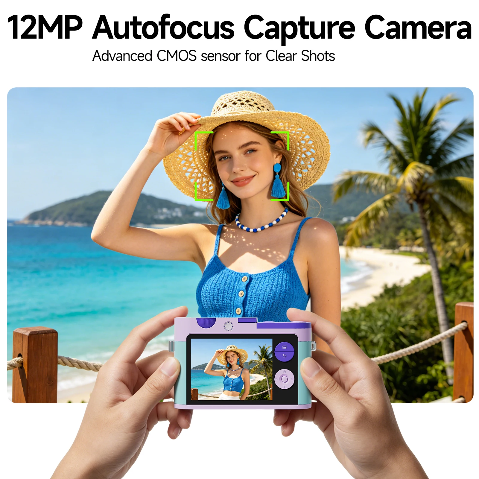 CHUZHAO M3 Digital Camera 12MP Autofocus Capture Camera with CMOS Sensor 720P/1080P/2K/4K Video Recording Kids Birthday Gift