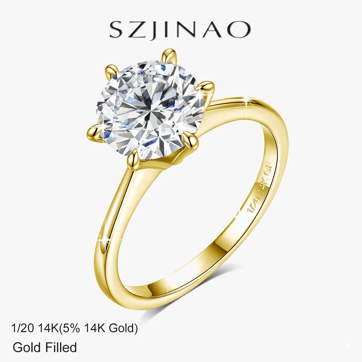 

9mm 3CT GRA Moissanite Ring 14k Gold Filled Classic Six Claws Bands Wear-resistant for Women Man Engagement Wedding Jewelry