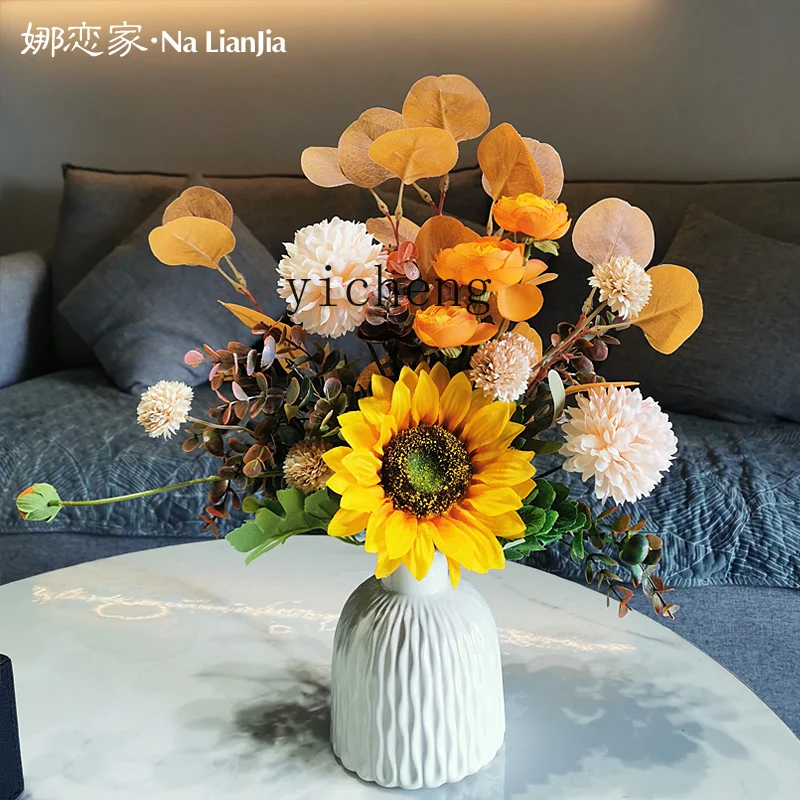 

ZYA light luxury ceramic vase ornament living room simulation flower dining table TV cabinet entrance home decoration