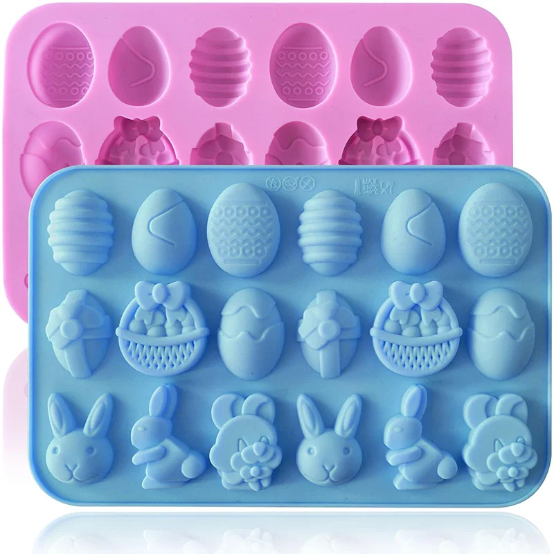 Silicone Gummy Chocolate Mold 9 Shaped Egg Rabbit Candy Mould Wax Melt Tray Gummies Cupcake Decor Kids Holiday Gift Fudge Making