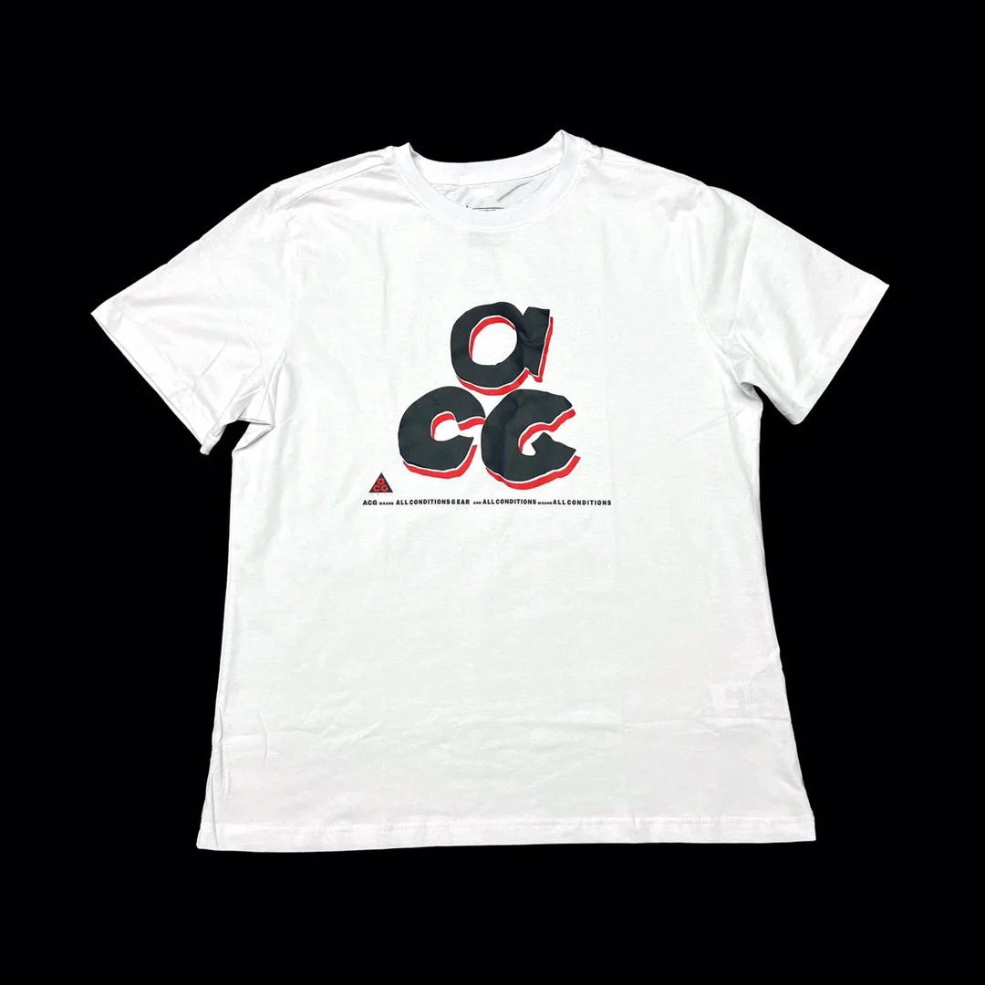 2025 new model ACG Outdoor Knitting Series Sportwera Quotes Classic Sports Casual Round Neck Pure Cotton Short Sleeve T-shirt Me