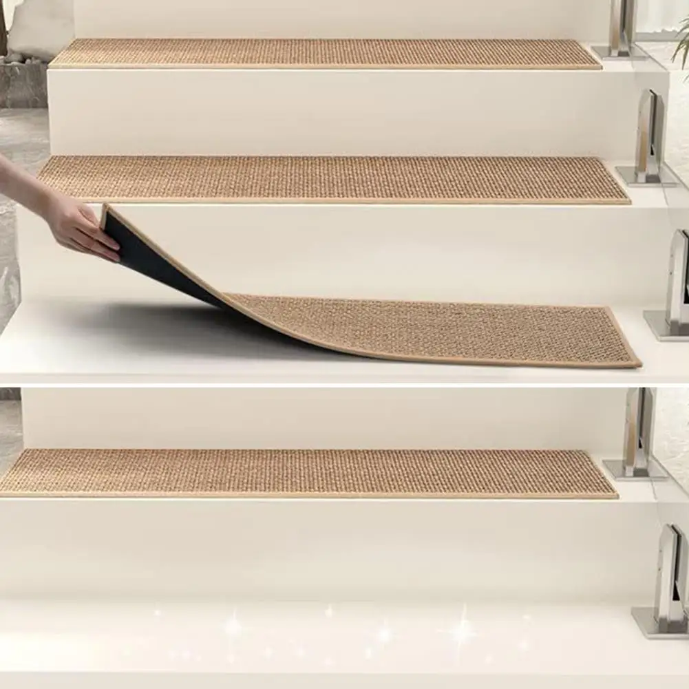 Stair Mat for Wood Stairs Washable Stair Carpet 5 Pcs Stair Mats Non-slip Self-adhesive Rugs Strong Adhesion Floor for Home