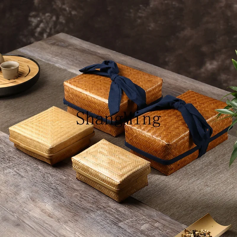 

CL bamboo woven retro storage bag, handwoven ornamental bamboo basket, handmade bamboo woven cloth bag