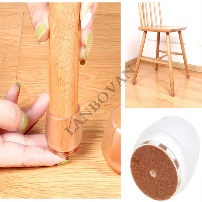 Clear 24pcs chair legs Floor protectors Non-Slip Silicone feet Pads Protector patas silla For furniture Table Legs Sock Cover