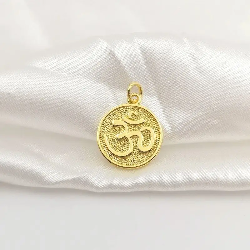 Gold Color OM Medallion Charms for Necklace Bracelets Earrings Yoga Spiritual Meditation Coin Pendant DIY Jewelry Accessories